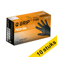 Aanbieding: 10x HY@PRO Q Grip Tyre Nitril handschoenen XXL poedervrij zwart (24 cm, 50 stuks)