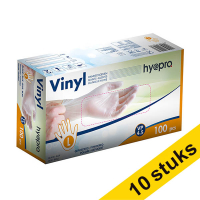 Aanbieding: 10x HY@PRO Vinyl handschoenen L gepoederd wit (4,5 gram, 24 cm, 100 stuks)