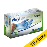Aanbieding: 10x HY@PRO Vinyl handschoenen M gepoederd blauw (4,5 gram, 24 cm, 100 stuks)