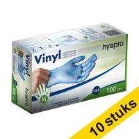 Aanbieding: 10x HY@PRO Vinyl handschoenen M poedervrij blauw (5 gram, 24 cm, 100 stuks)