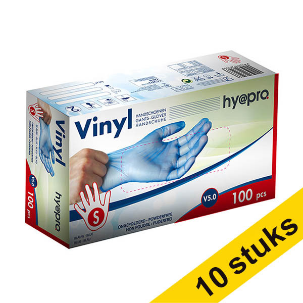 HY@PRO Aanbieding: 10x HY@PRO Vinyl handschoenen S poedervrij blauw (5 gram, 24 cm, 100 stuks)  SHY00253 - 1