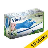 Aanbieding: 10x HY@PRO Vitril handschoenen M poedervrij blauw (5,4 gram, 24 cm, 100 stuks) SHY00263
