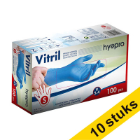 Aanbieding: 10x HY@PRO Vitril handschoenen S poedervrij blauw (5,4 gram, 24 cm, 100 stuks) SHY00261