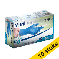 Aanbieding: 10x HY@PRO Vitril handschoenen XL poedervrij blauw (5,4 gram, 24 cm, 100 stuks) SHY00267