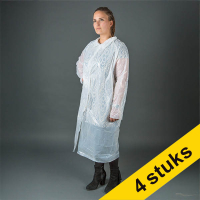 Aanbieding: 4x HY@PRO PE-jas met drukknopen wit (50 stuks – 75 x 120 cm – 15µ)