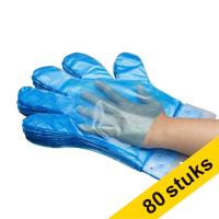 Aanbieding: 80x HY@PRO HDPE afscheurbare handschoenen L transparant blauw (Blok kunststof header - 1,10 gram, 26 cm, 100 stuks)
