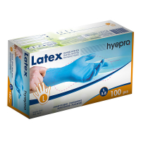 HY@PRO Latex handschoenen L poedervrij blauw (5,8 gram, 24 cm, 100 stuks)  SHY00224