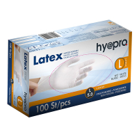 HY@PRO Latex handschoenen L poedervrij wit (5 gram, 24 cm, 100 stuks)  SHY00208