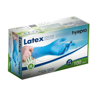 HY@PRO Latex handschoenen M gepoederd blauw (5,4 gram, 24 cm, 100 stuks) SHY00198