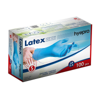 HY@PRO Latex handschoenen S gepoederd blauw (5,4 gram, 24 cm, 100 stuks) SHY00196