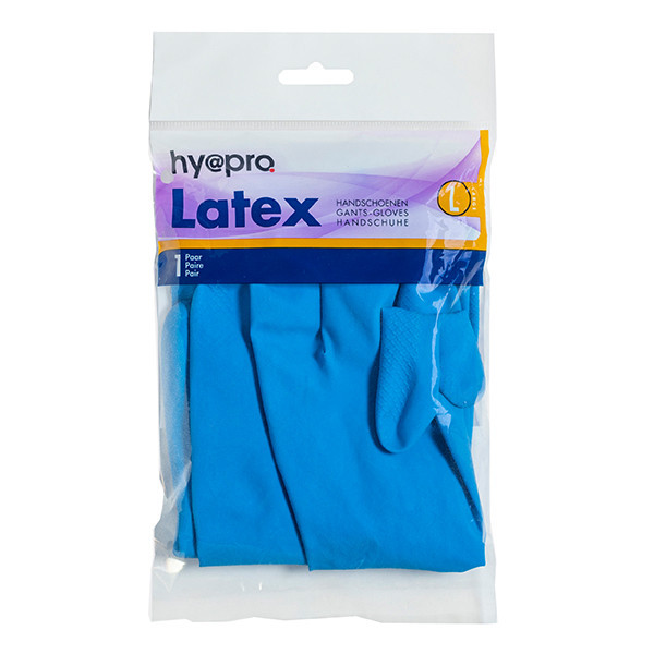 HY@PRO Latex huishoudhandschoenen L blauw (1 paar, 45 gram) SHY00296 HY@PRO Latex huishoudhandschoenen L blauw (1 paar, 45 gram) SHY00296 - 1