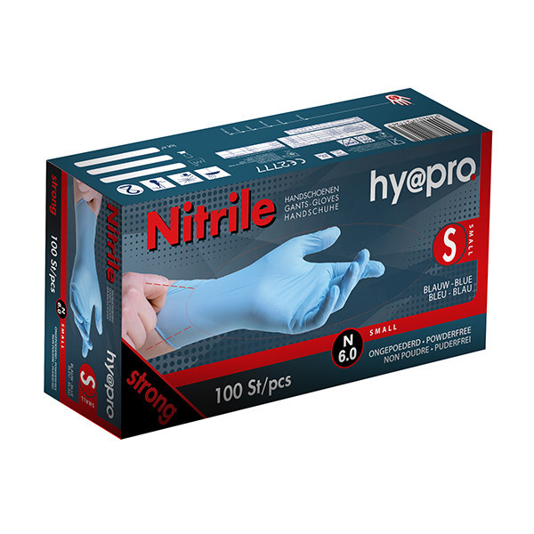 HY@PRO Nitril handschoenen S poedervrij blauw (6 gram, 24 cm, 100 stuks)  SHY00128 - 1
