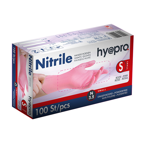 HY@PRO Nitril handschoenen S poedervrij roze (3,8 gram, 24 cm, 100 stuks)  SHY00086 - 1