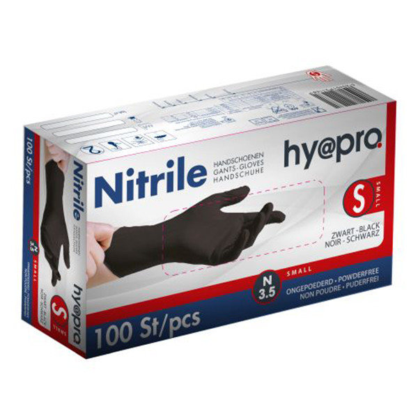 HY@PRO Nitril handschoenen S poedervrij zwart (3,5 gram, 24 cm, 100 stuks)  SHY00064 - 1