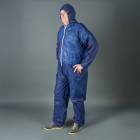 HY@PRO Non-woven PE coated antistatische coverall met capuchon XXL blauw (1 stuk) SHY00811