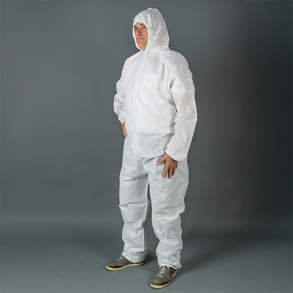 HY@PRO Non-woven PE coated antistatische coverall met capuchon XXL wit (1 stuk) SHY00807 - 1