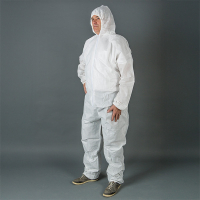 HY@PRO Non-woven antistatische coverall met rits en capuchon L wit (1 stuk) SHY00771