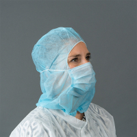 HY@PRO Non-woven beschermkap met mondmasker 2-laags blauw (50 stuks) SHY00452