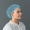 HY@PRO Non-woven haarnetjes met clip en elastiek blauw (100 stuks - 53,5 cm) SHY00372 - 1