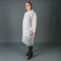 HY@PRO Non-woven jas met drukknopen S wit (1 stuk – 20 g/m²) SHY00681
