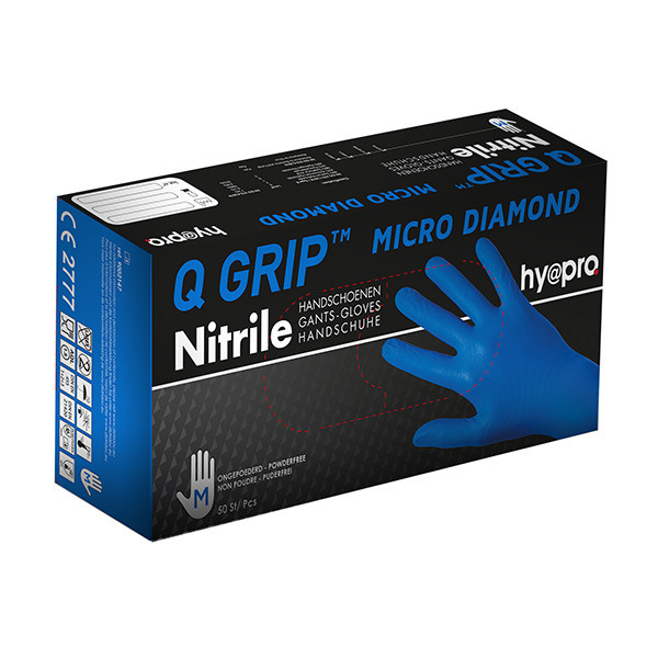 HY@PRO Q Grip Micro Diamond Nitril handschoenen M poedervrij blauw (29 cm, 50 stuks)  SHY00178 - 1