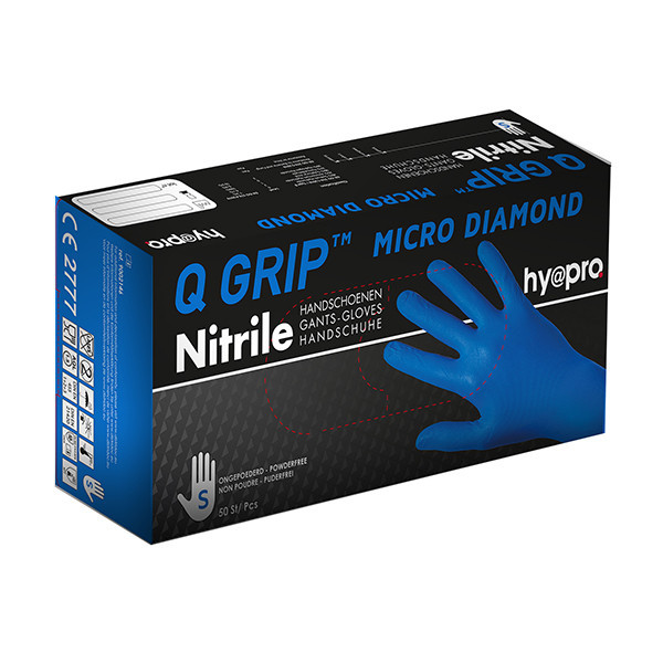 HY@PRO Q Grip Micro Diamond Nitril handschoenen S poedervrij blauw (29 cm, 50 stuks)  SHY00176 - 1