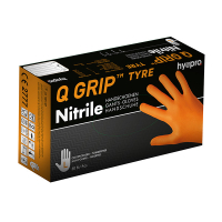 HY@PRO Q Grip Tyre Nitril handschoenen L poedervrij oranje (24 cm, 50 stuks) SHY00148