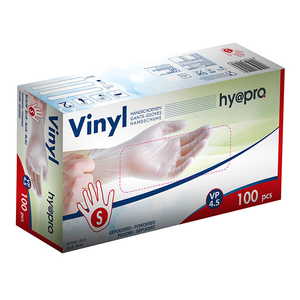 HY@PRO Vinyl handschoenen S gepoederd wit (4,5 gram, 24 cm, 100 stuks)  SHY00228 - 1
