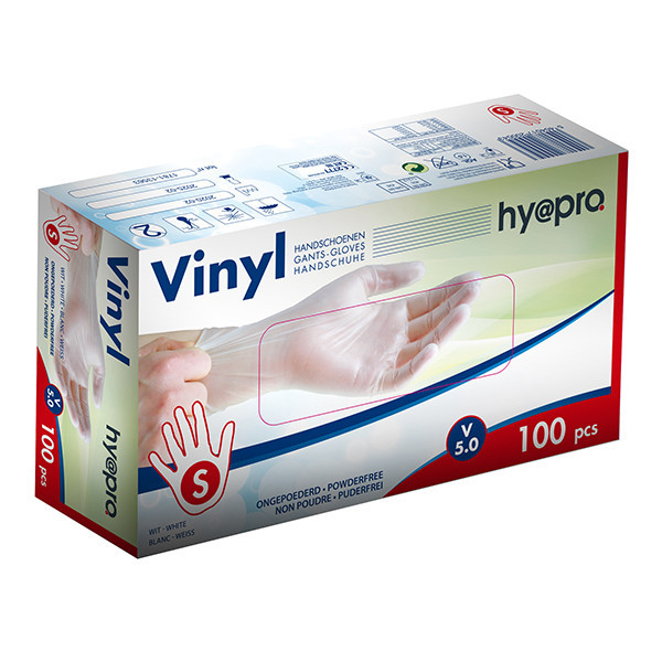 HY@PRO Vinyl handschoenen S poedervrij wit (5 gram, 24 cm, 100 stuks)  SHY00244 - 1
