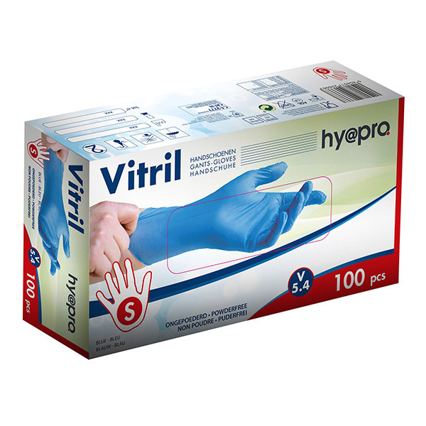 HY@PRO Vitril handschoenen S poedervrij blauw (5,4 gram, 24 cm, 100 stuks) SHY00260 - 1