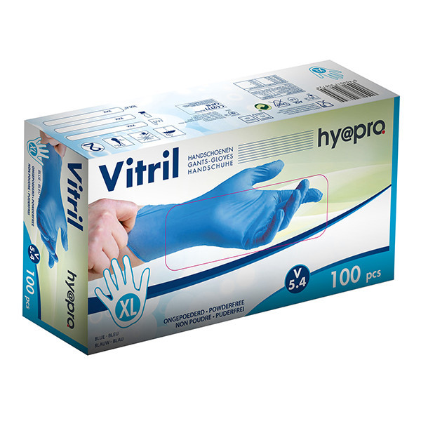 HY@PRO Vitril handschoenen XL poedervrij blauw (5,4 gram, 24 cm, 100 stuks) SHY00266 - 1