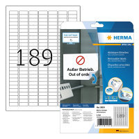 Herma 10001 verwijderbare etiketten A4 25,4 x 10 mm wit (4725 etiketten) 10001 238663