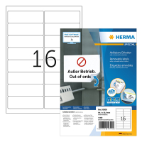 Herma 10309 verwijderbare etiketten A4 99,1 x 33,8 mm wit (1600 etiketten) 10309 230612