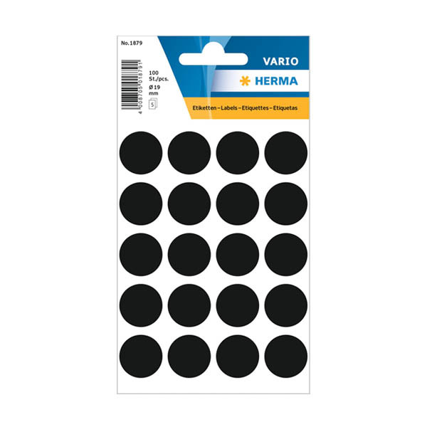 Herma 1879 markeringspunten Ø 19 mm zwart (100 etiketten) 1879 230998 - 1