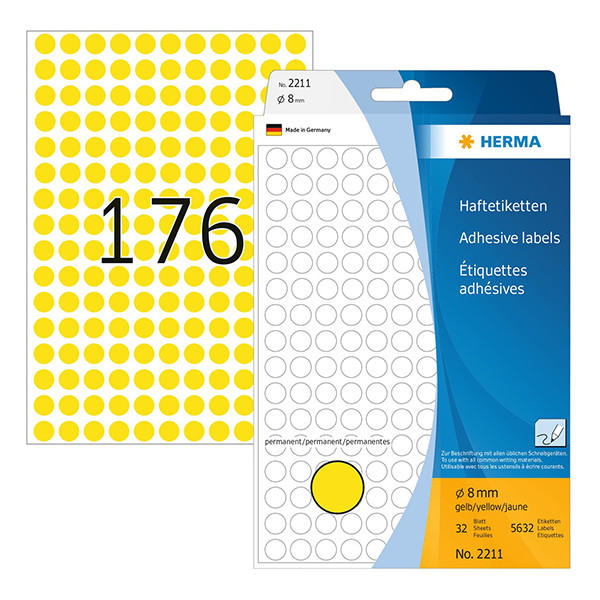 Herma 2211 markeringspunten Ø 8 mm rond geel (5.632 etiketten) 230720 - 1