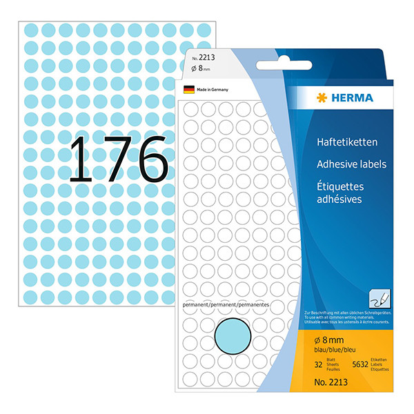 Herma 2213 markeringspunten Ø 8 mm rond blauw (5.632 etiketten) 230719 - 1