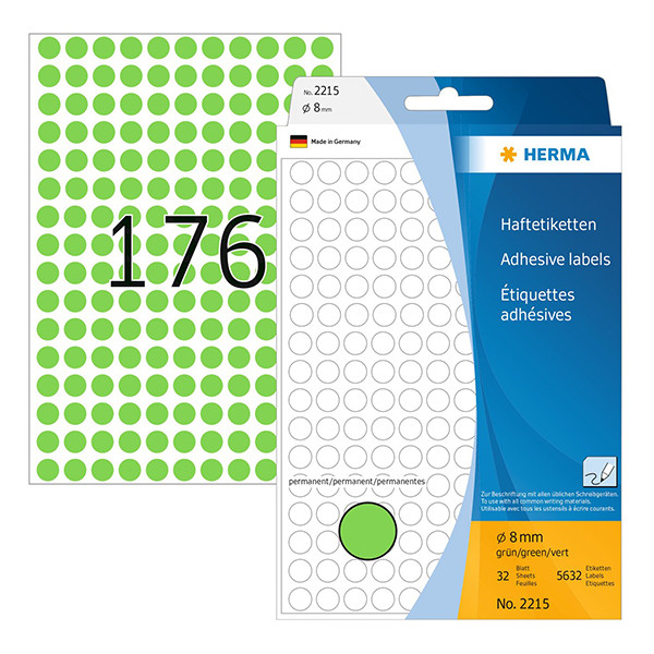 Herma 2215 markeringspunten Ø 8 mm rond groen (5.632 etiketten) 230721 - 1