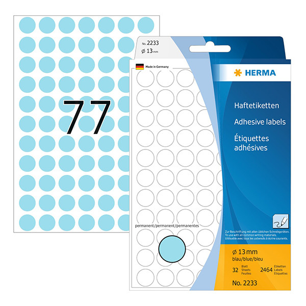 Herma 2233 markeringspunten Ø 13 mm rond blauw (2.464 etiketten) 230700 - 1