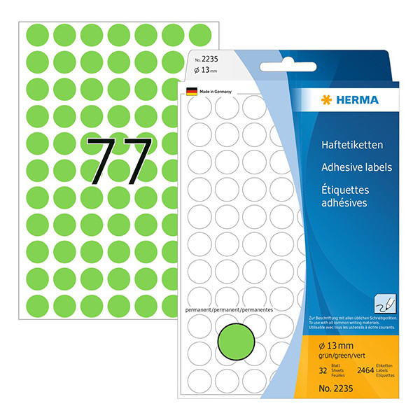 Herma 2235 markeringspunten Ø 13 mm rond groen (2.464 etiketten) 230702 - 1