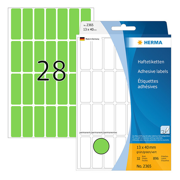 Herma 2365 multifunctionele etiketten 13 x 40 mm groen (896 etiketten) 2365 230669 - 1