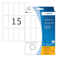 Herma 2410 multifunctionele etiketten 20 x 50 mm wit (480 etiketten) 2410 230676