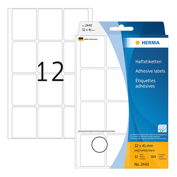 Herma 2440 multifunctionele etiketten 32 x 41 mm wit (384 etiketten) 2440 230687 - 1