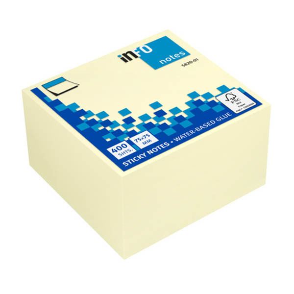 Info Notes gerecyclede zelfklevende notes geel 75 x 75 mm geel (400 vel) 303233 - 1