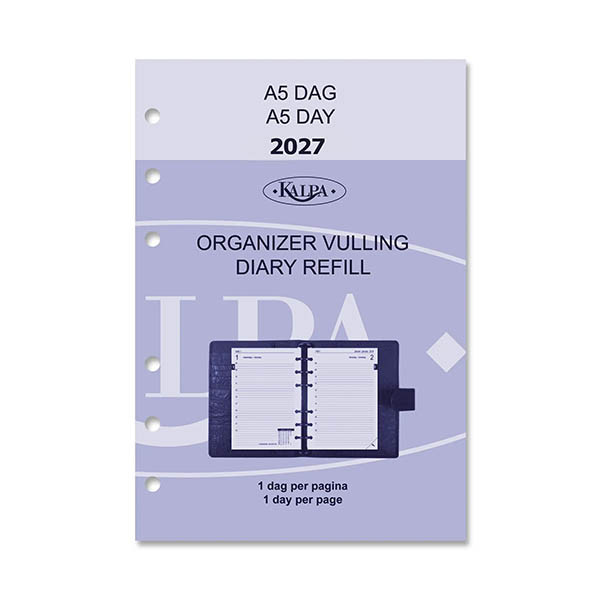 Kalpa A5 dagagenda met uurindeling 2027 navulling (1 dag per pagina) 2-talig 263558 - 2