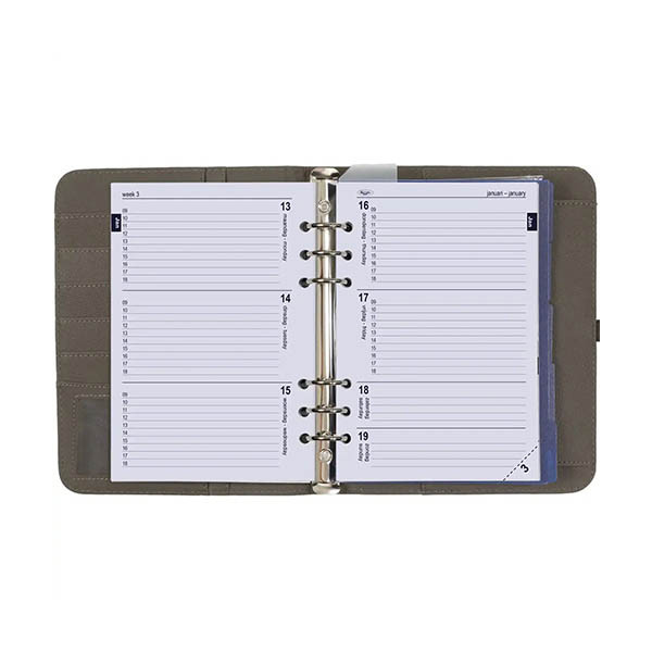 Kalpa A5 organizer met weekagenda met uurindeling nerf grijs (1 week per 2 pagina's) 4-talig 406160 - 6