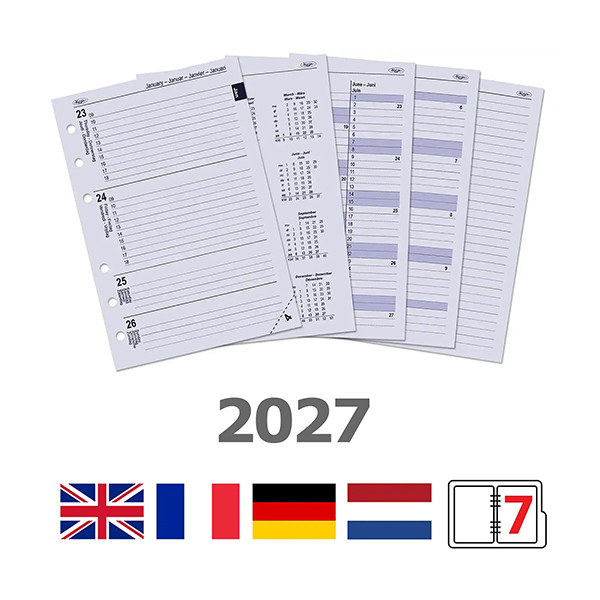 Kalpa A5 organizer met weekagenda met uurindeling nerf grijs (1 week per 2 pagina's) 4-talig 406160 - 7