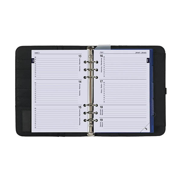 Kalpa A5 organizer met weekagenda met uurindeling nerf zwart (1 week per 2 pagina's) 2-talig 406190 - 4