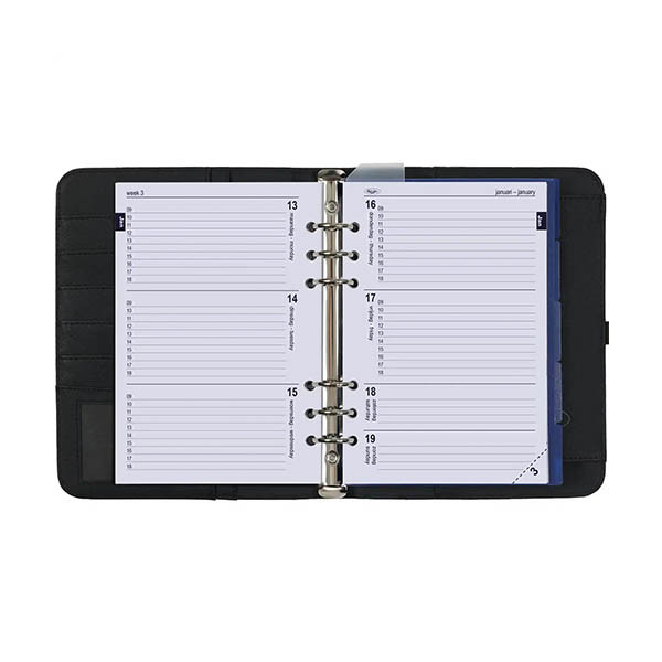 Kalpa A5 organizer met weekagenda met uurindeling nerf zwart (1 week per 2 pagina's) 4-talig 406190 - 6