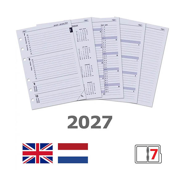 Kalpa A5 organizer met weekagenda met uurindeling nerf zwart (1 week per 2 pagina's) 4-talig 406190 - 7