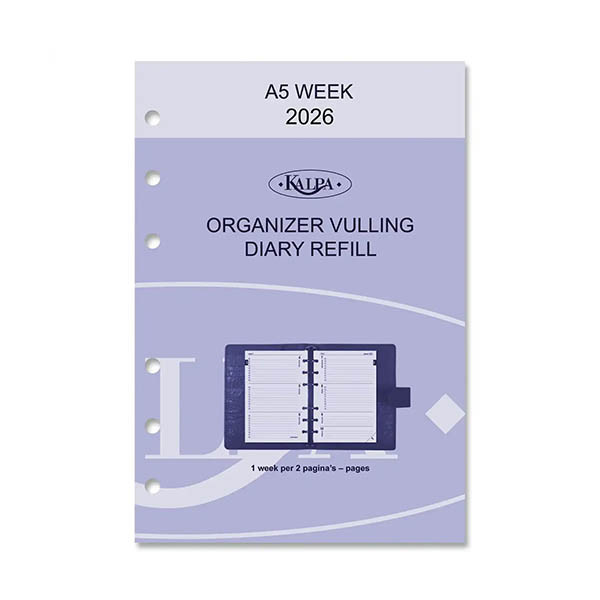 Kalpa A5 weekagenda met uurindeling 2026 jaardoos navulling (1 week per 2 pagina) 2-talig 262560 - 2